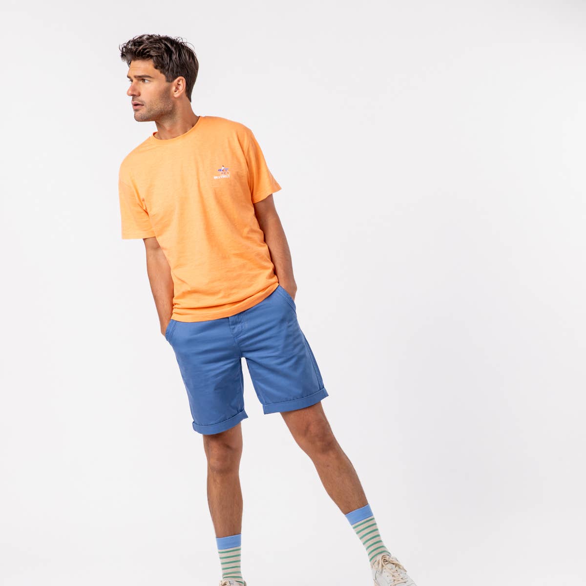 Bermuda in cotone biologico azzurro chiaro