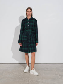 Cappotto camicia a quadri con cintura e bottoni a pressione