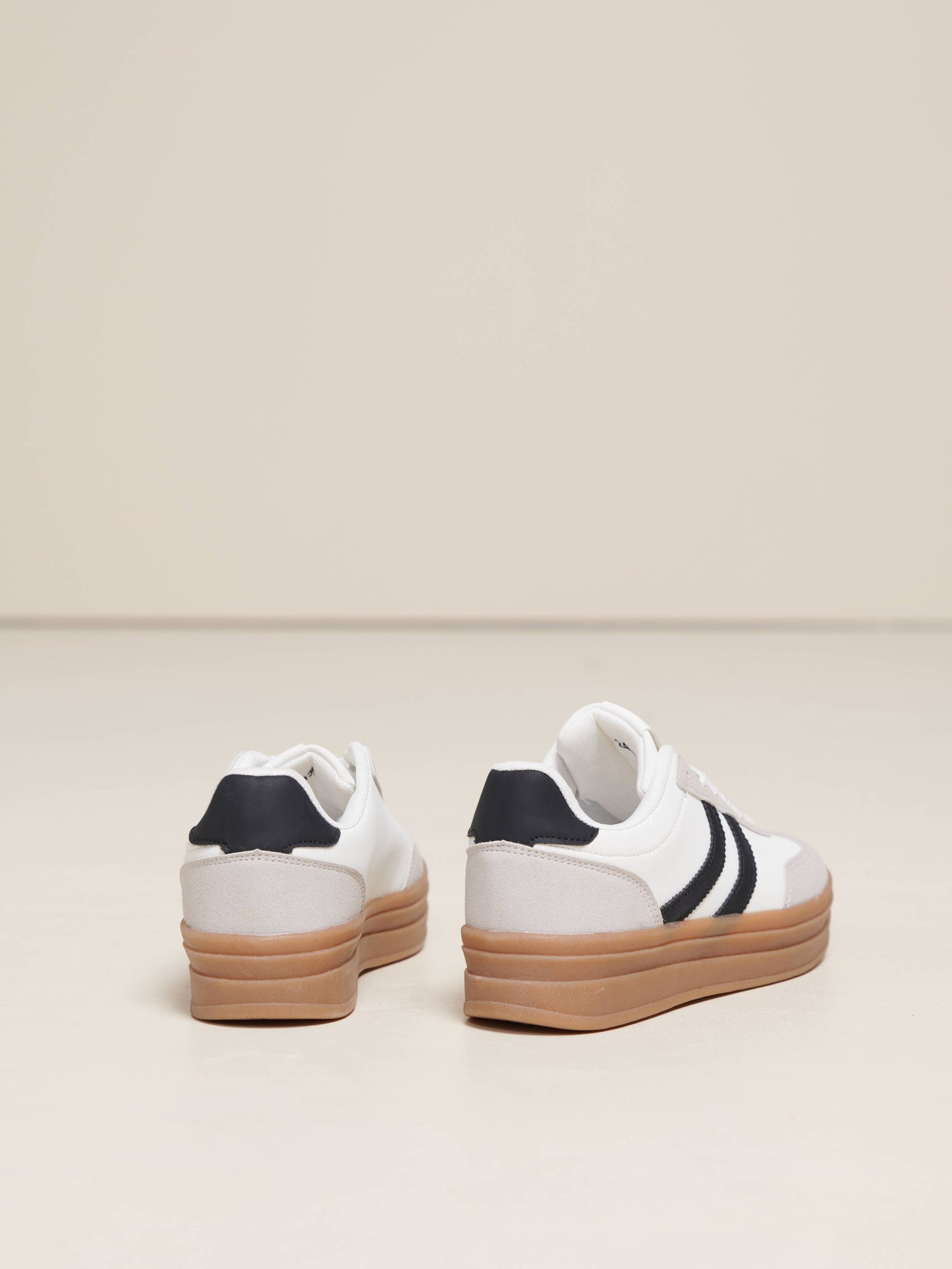 Sneakers platform in PU bicolore da donna
