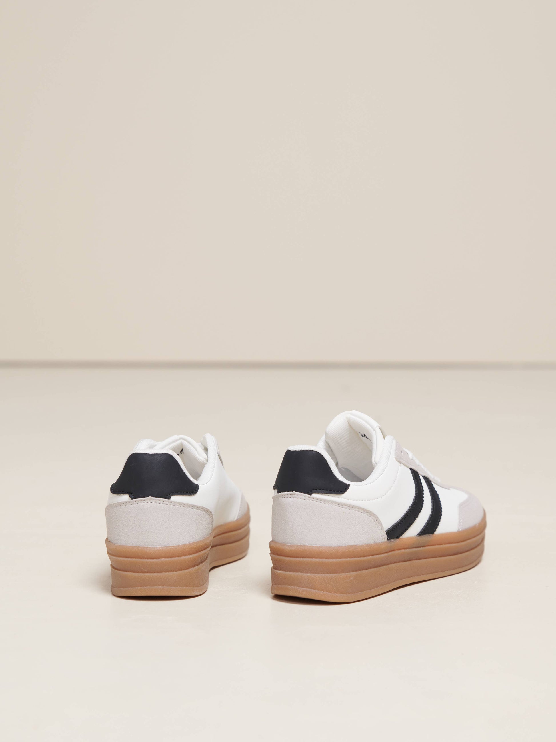 Sneakers platform in PU bicolore da donna