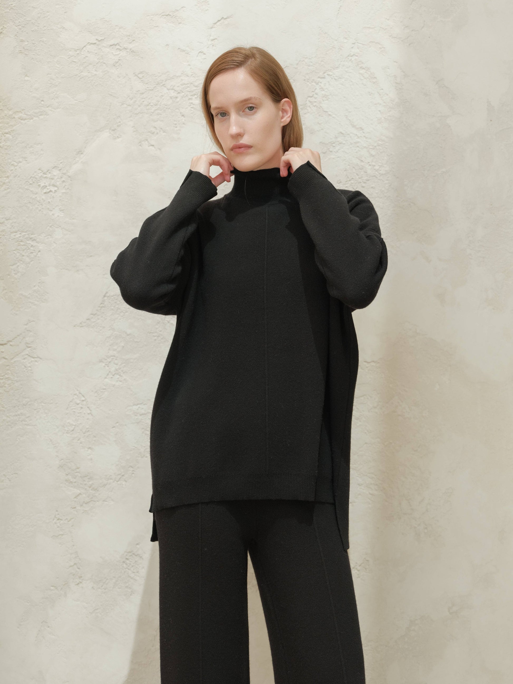 Maglione dolcevita ampio in misto cashmere