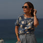 T-shirt in viscosa con stampa floreale