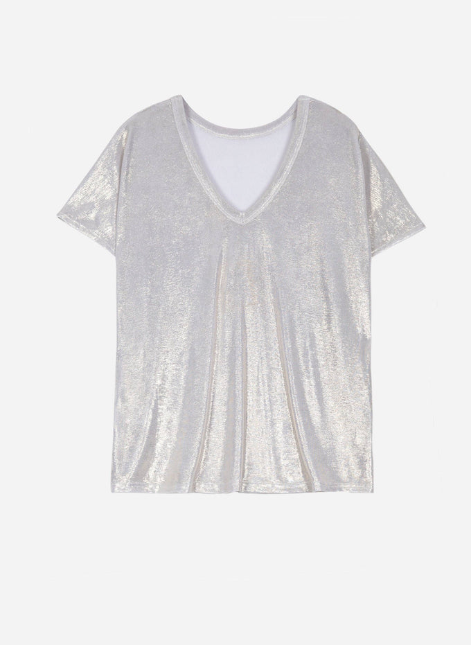 Camicetta metallizzata con scollo a V