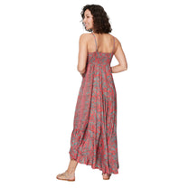 Abito lungo estivo boho senza maniche con scollo a V