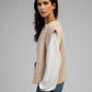 Cardigan smanicato in maglia beige