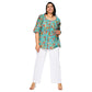 Camicetta estiva boho in cotone con maniche a tre quarti