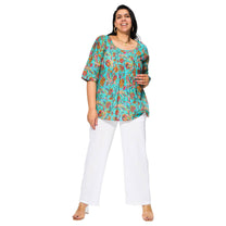 Camicetta estiva boho in cotone con maniche a tre quarti