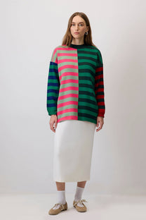 Maglia a righe color block multicolore