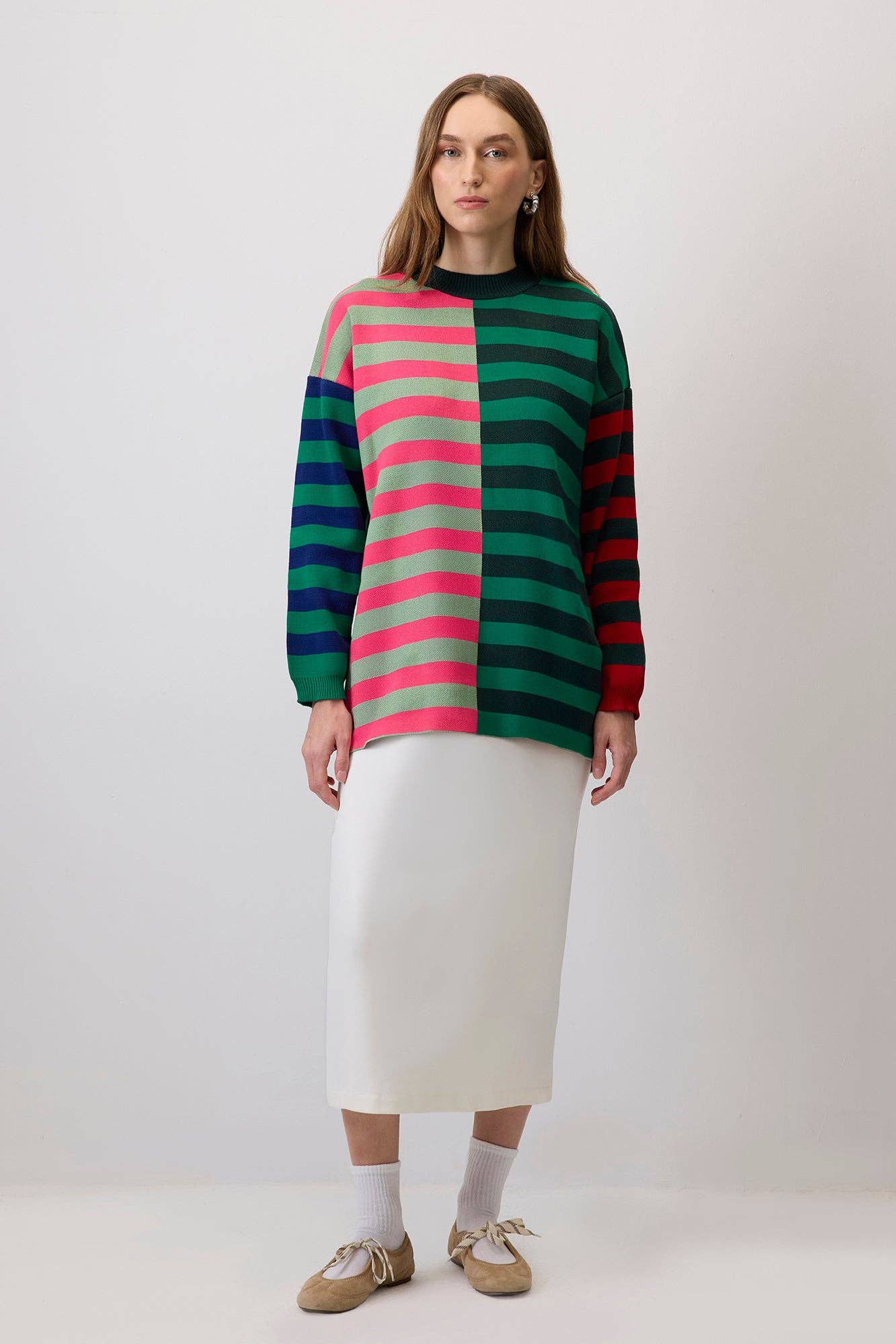 Maglia a righe color block multicolor