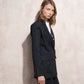 Blazer lungo gessato nero da donna