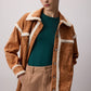 Camicia effetto suede con profili in peluche