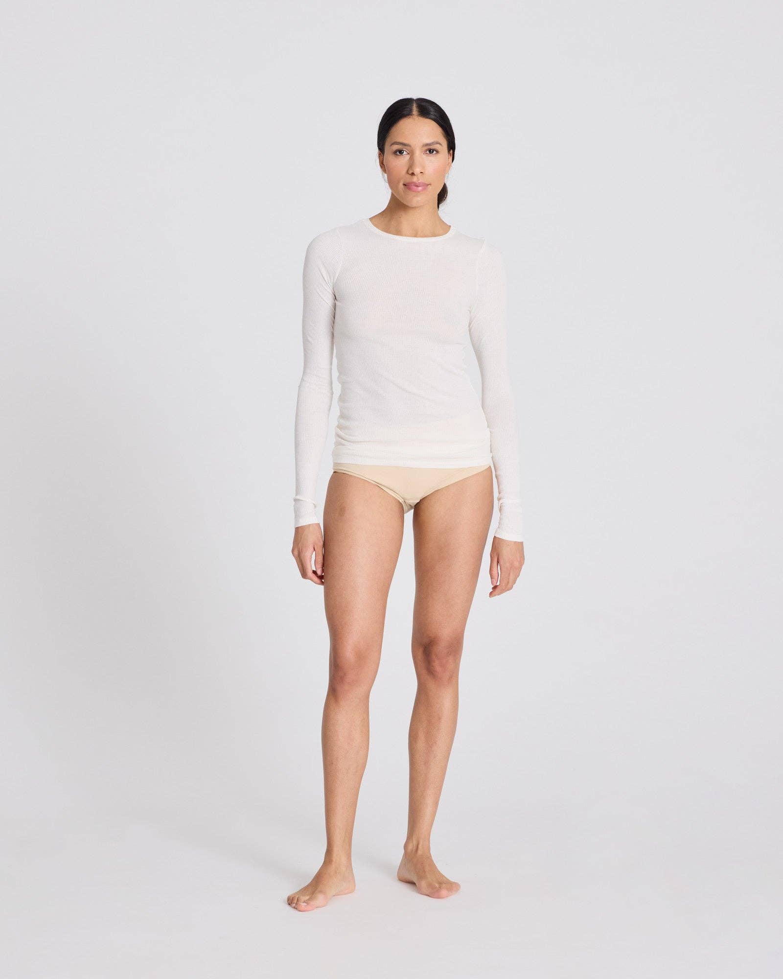 Maglia Lise a manica lunga in cotone biologico a costine off white