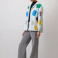 Giacca in gabardine con toppe colorate