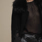 Mantella donna nera con collo in pelliccia