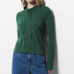 Maglione a maglia rasata con scollo a V e fiocco