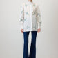 Camicia in popeline ricamata a fiori con volant