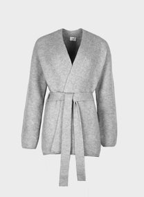 Cardigan Lounà grigio melange oversize con cintura