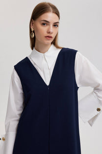 Tuta smanicata a gamba larga blu navy