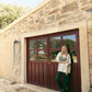 Felpa girocollo color block verde e beige old school