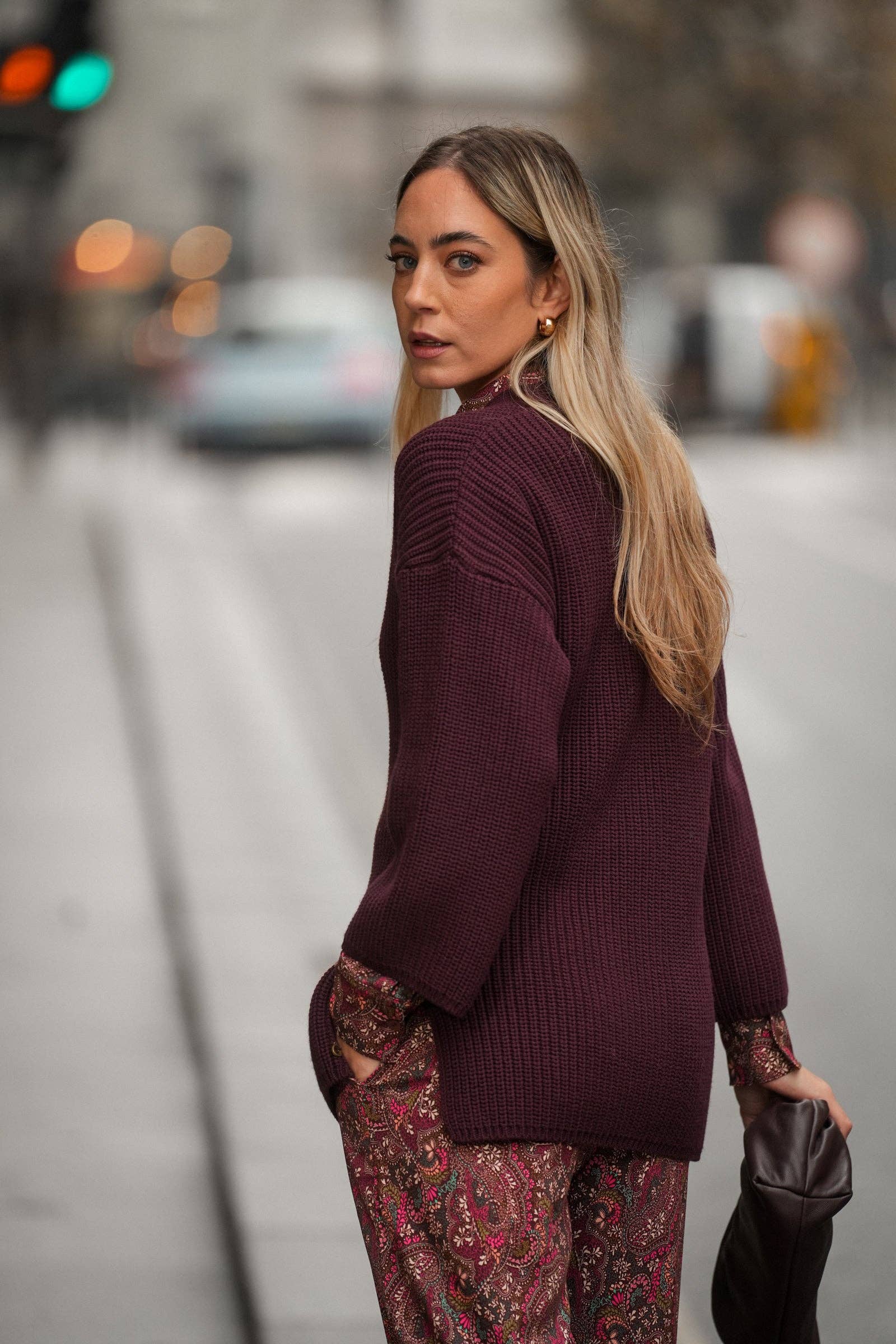 Cardigan in maglia color vino con bottoni