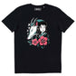 T-shirt unisex nera con stampa “La bambina, il drago e il fiore”