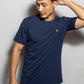 T-shirt blu antimacchia in cotone elasticizzato