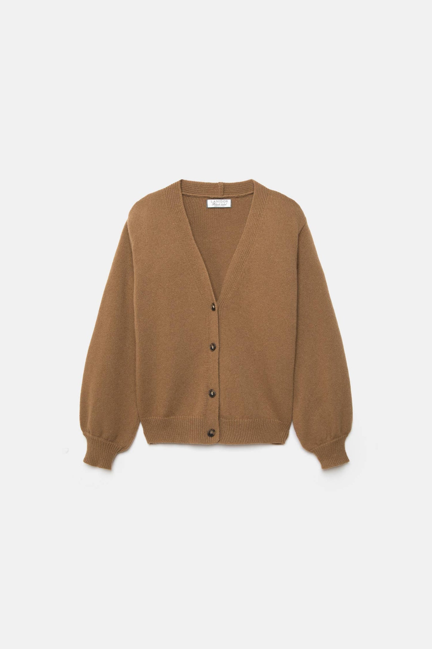 Cardigan in lana a maglia rasata con scollo a V