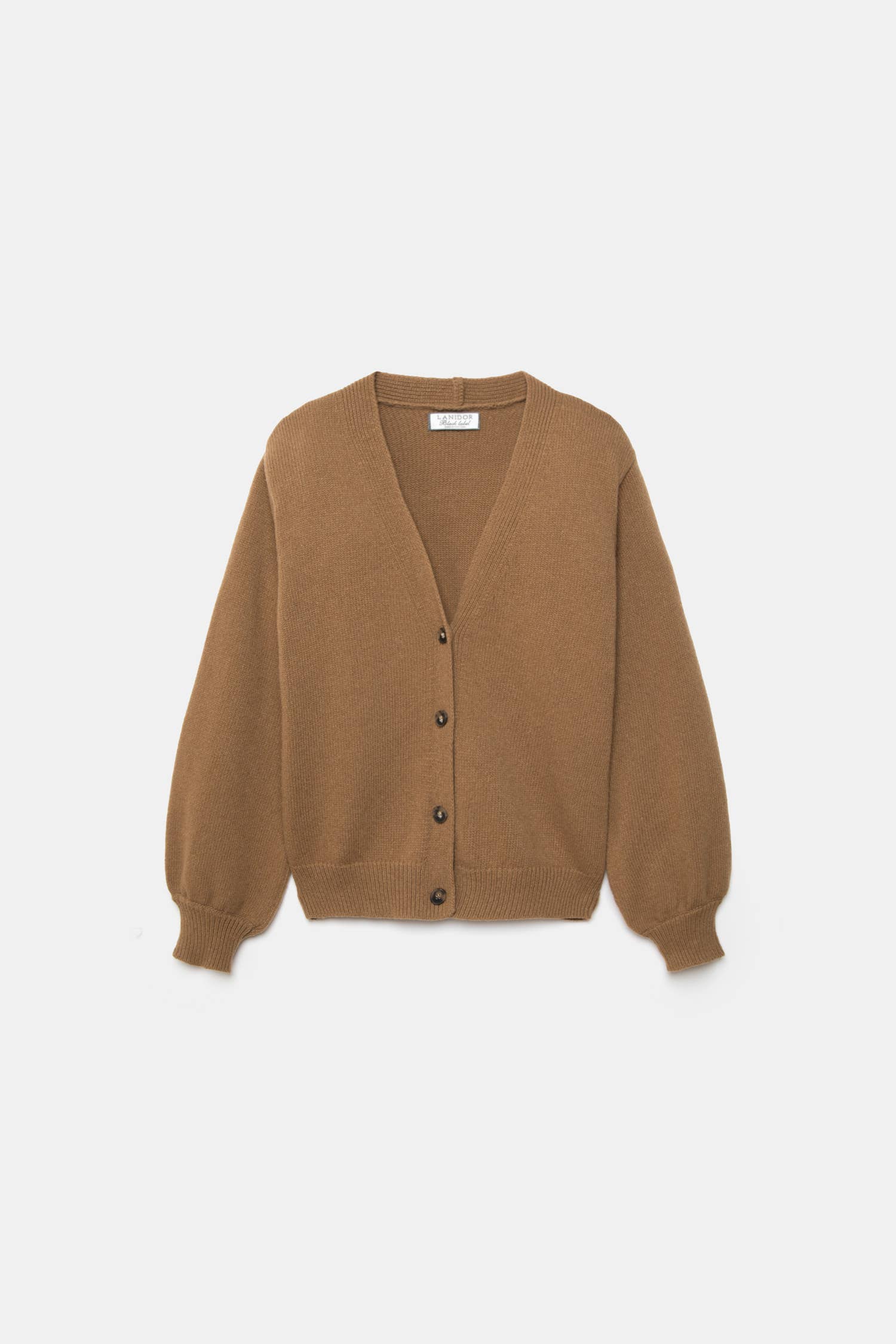 Cardigan in lana a maglia rasata con scollo a V