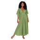 Abito lungo estivo boho in cotone verde