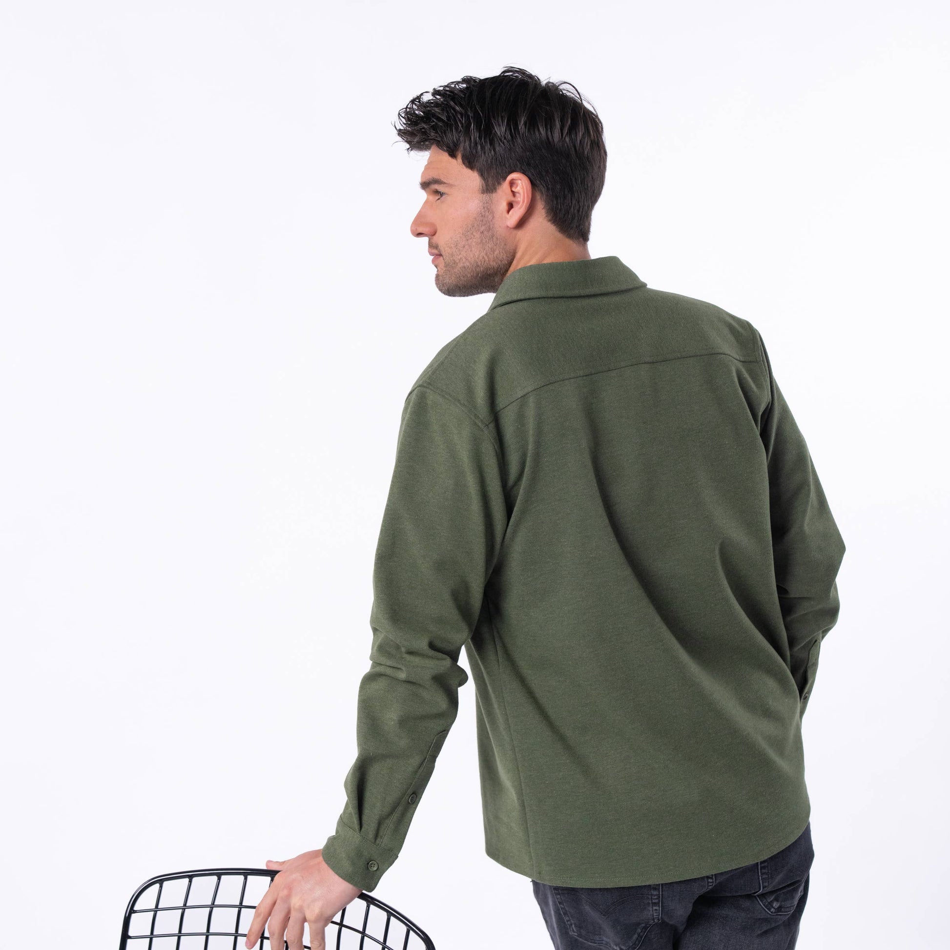 Sopracamicia in maglia antipiega kaki
