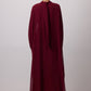 Abito in chiffon bordeaux con maniche a pipistrello
