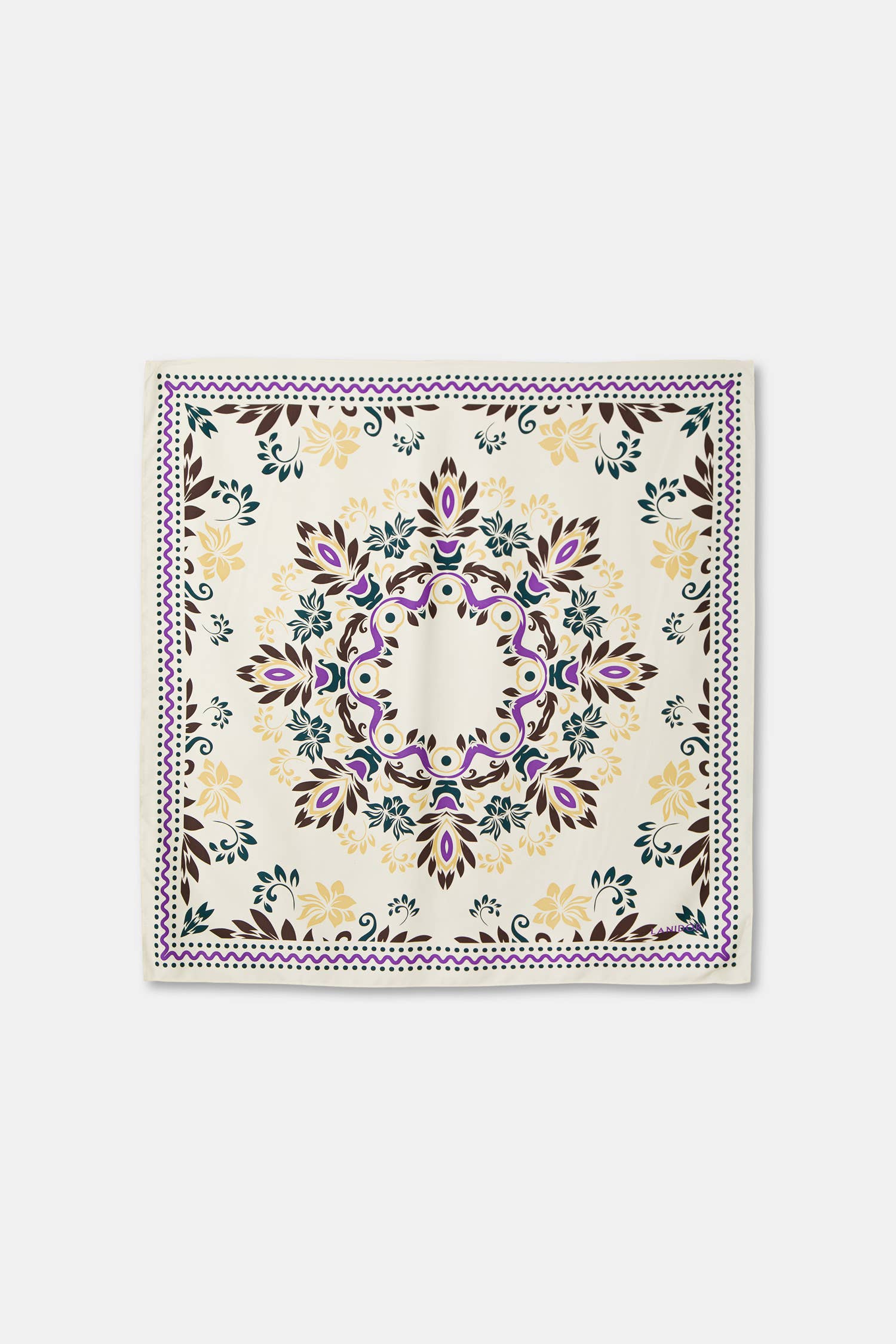 Sciarpa quadrata con motivo geometrico e logo a contrasto