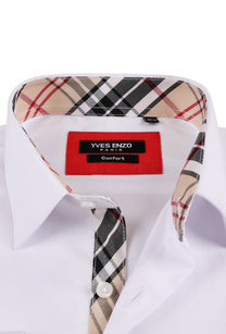 Camicia bianca comfort fit con dettagli tartan