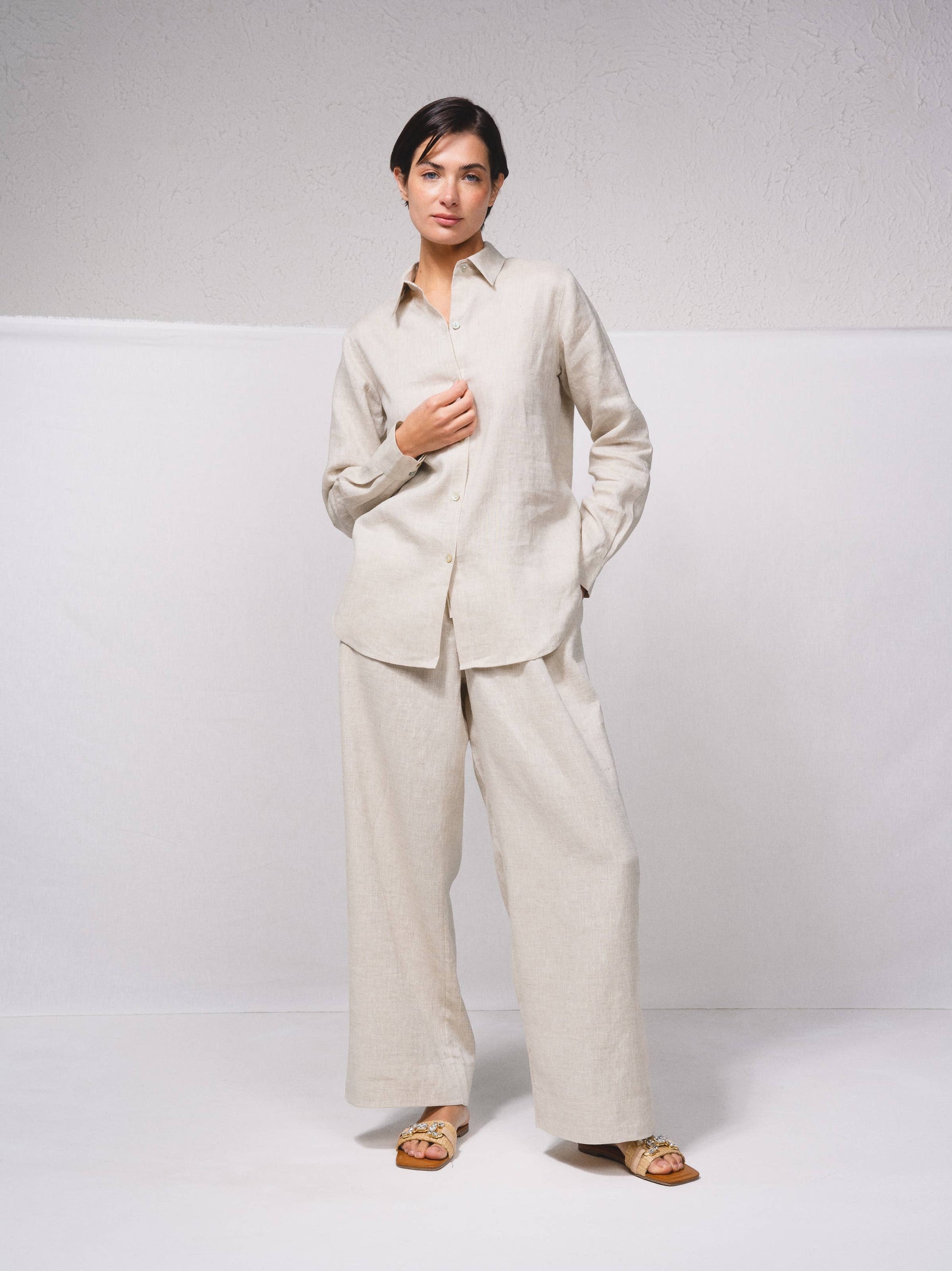 Camicia in lino a maniche lunghe