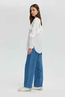 Camicia in popeline con balze