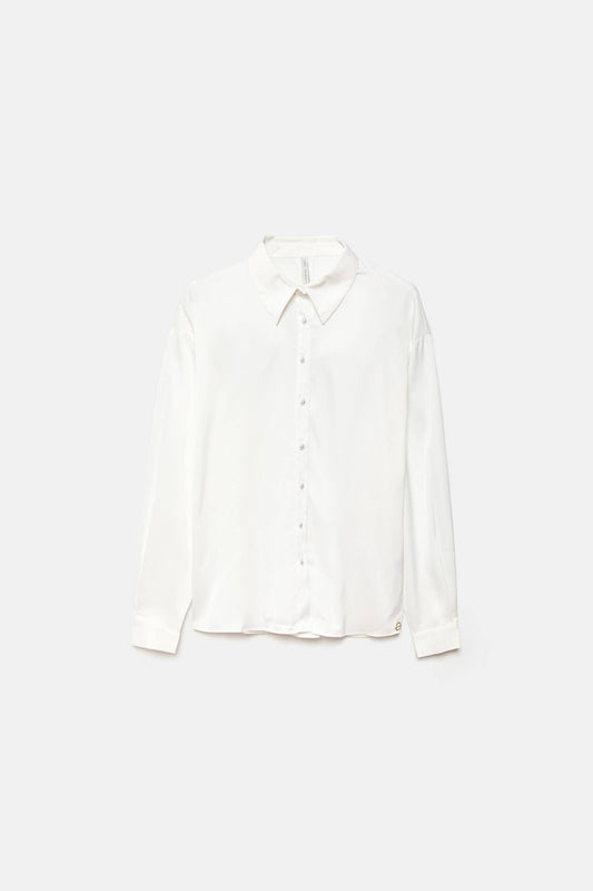 Camicia in raso con bottoni perla