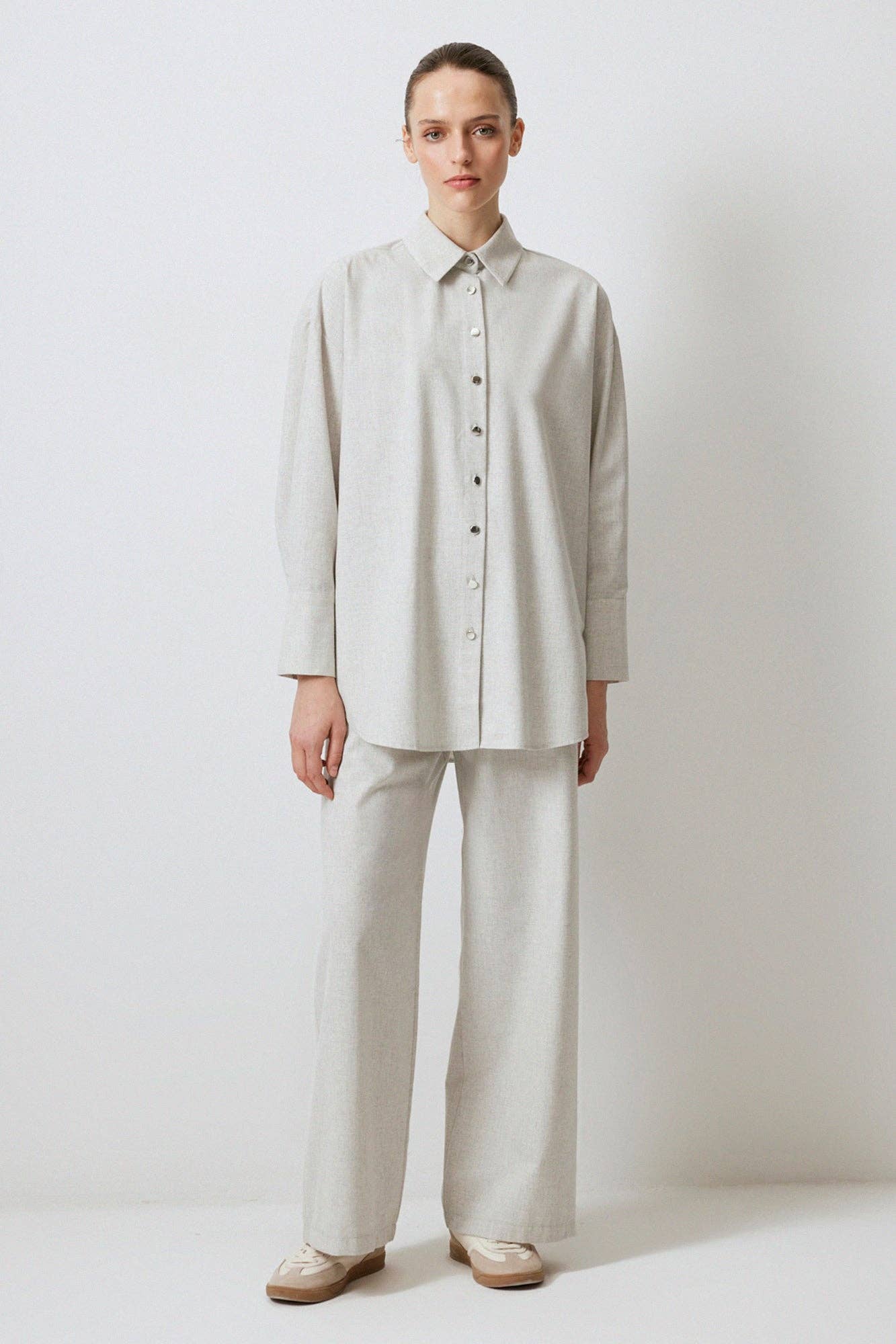 Camicia melange con frange