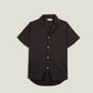 Camicia waffle nera in cotone