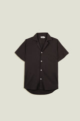 Camicia waffle nera in cotone