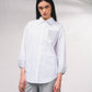 Camicia bianca in cotone con tasca glitter e perline