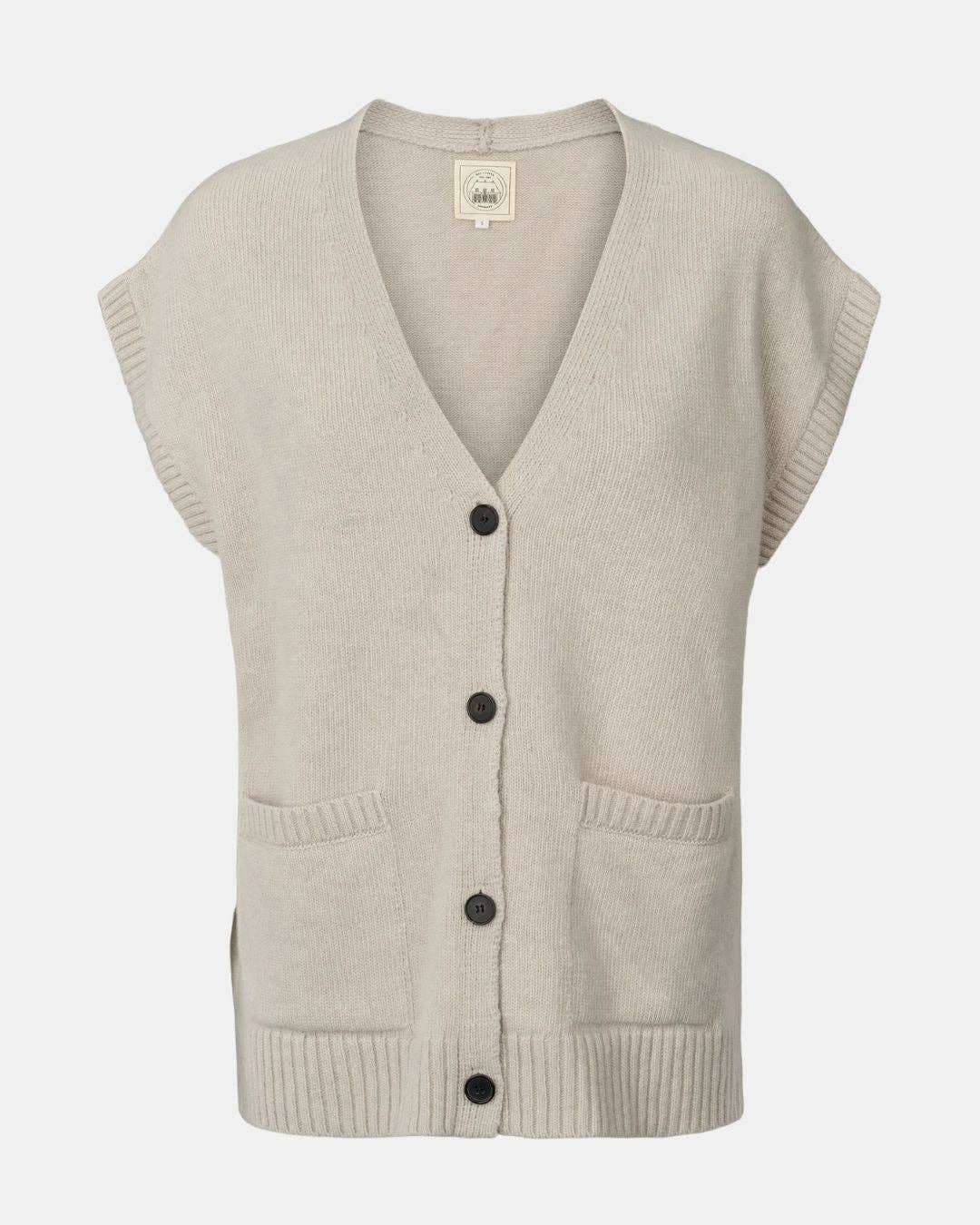 Gilet oversize in lana d’agnello con bottoni e scollo a V