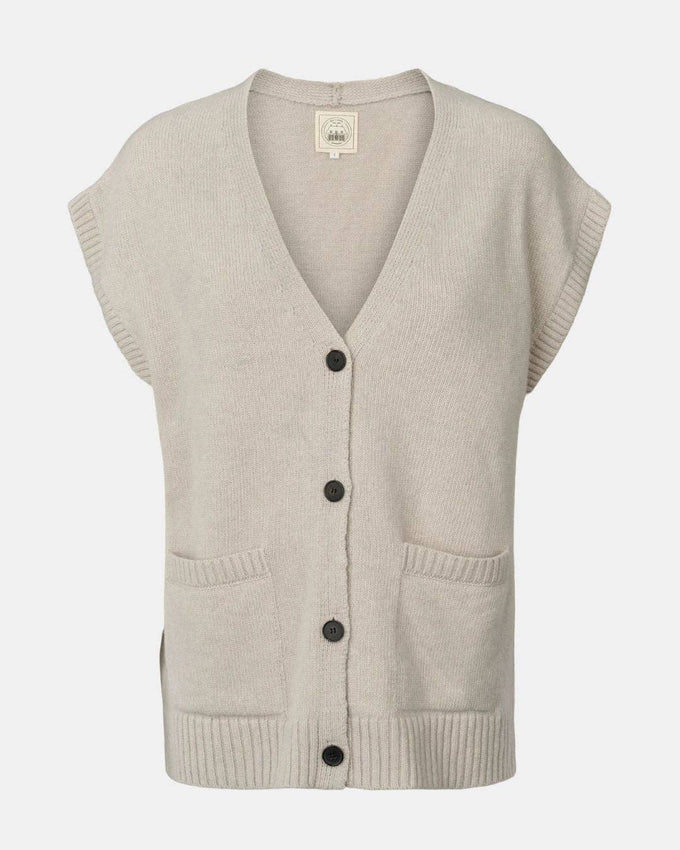Gilet oversize in lana d’agnello con bottoni e scollo a V