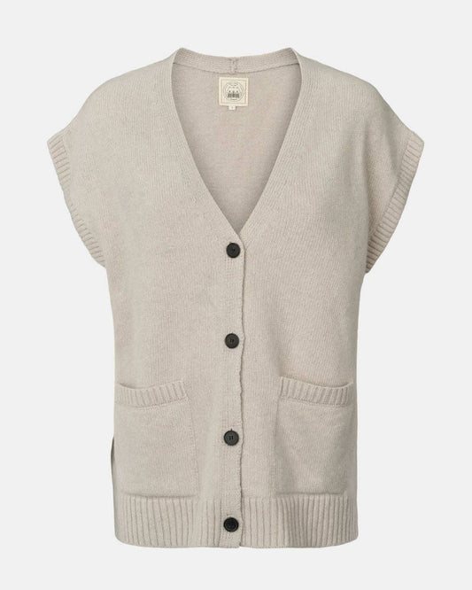 Gilet oversize in lana d’agnello con bottoni e scollo a V