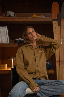 Sopracamicia overshirt senape con ricamo Race