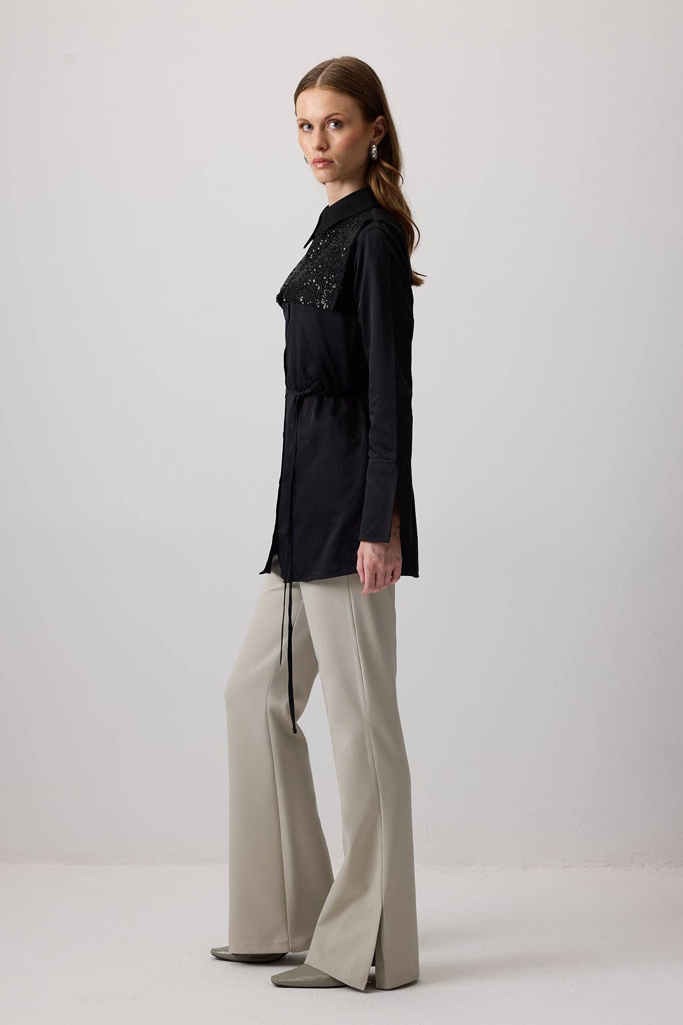 Camicia nera con paillettes