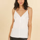 Top camisole in raso con scollo a V in pizzo