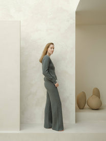 Pantaloni lounge in lana merino extrafine a coste