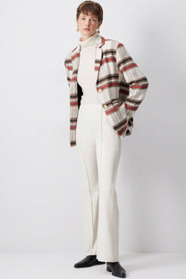 Blazer a quadri con bottoni dorati in misto cotone