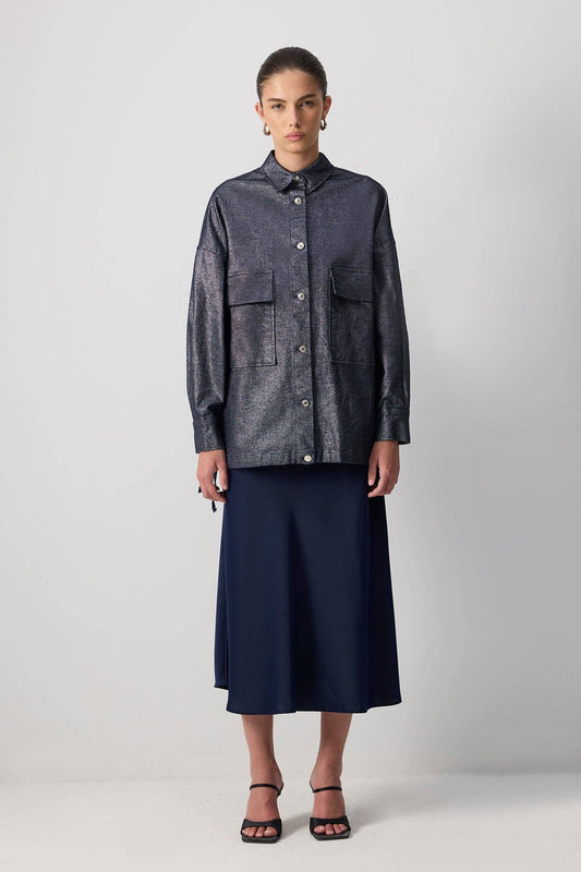Giacca oversize in gabardine glitterata