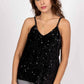 Top senza maniche Asturie marrone con pizzo